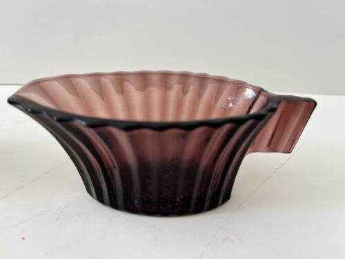 Vintage Hazel Atlas Amethyst Glass Vertical Ribbed Creamer And Sugar Bowl - Picture 3 of 4