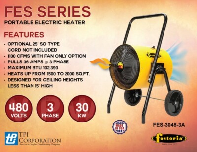 Fostoria FES-3048-3A Portable Electric Salamander Heater 30KW 480V 3P
