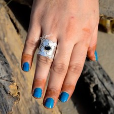 Black Onyx Natural Gemstone 925 Sterling Silver Stylish Ring Attractive Jewelry