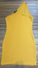 Boohoo Short mini dress Yellow One Shoulder Strap Size 10 