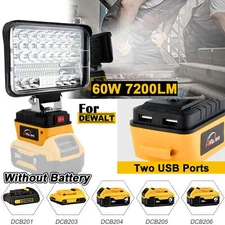 60W Cordless LED Work Light Battery Light Flood Light for Dewalt 20V Battery
