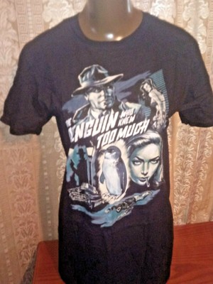 Anvil The Penguin Who Knew Too Much Murder Mystery Novelty tee shirt sz Medium
