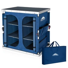 EAGLE PEAK Double Outdoor Folding Portable Camping Table with Large 3-Tier