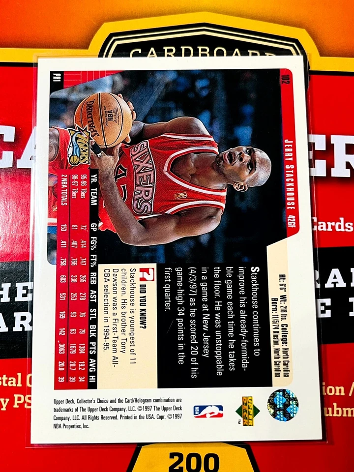 1997-98 Upper Deck Collector's Choice - #102 Jerry Stackhouse - Image 2 of 2