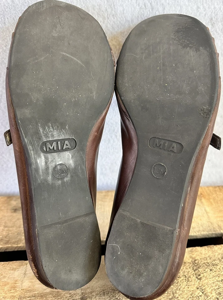 Sapatos baixos MIA MaryJane couro marrom tamanho 10 M clássico BOHO - Imagem 4 de 4