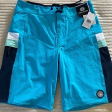 Volcom Boys Board Shorts Swim Suit Pockets blue black size 16, 28 Waist