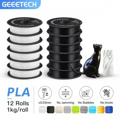 Geeetech stampante 3D 1 kg/rotolo filamento 3D 1,75 mm PLA per stampante 3D bianco e nero