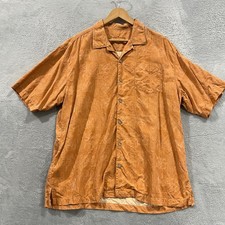 Tommy Bahama Shirt Men's XL 100 Silk Short Sleeve Hawaiian Palm Tree Coastal