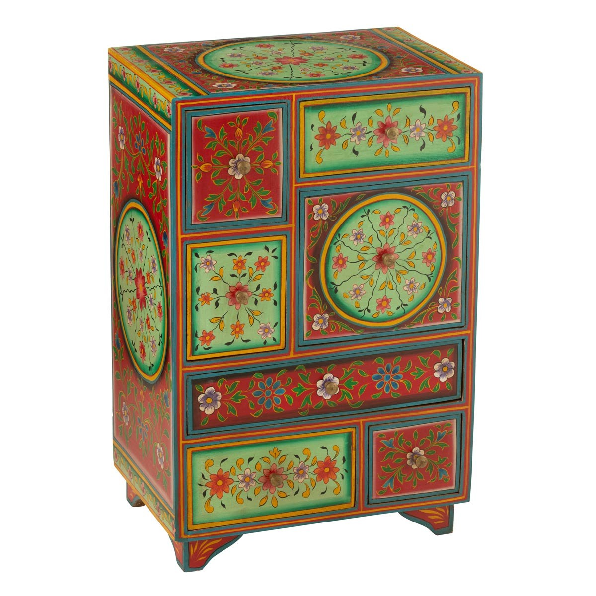 Commode Mumbai 7 tiroirs en bois massif multicolore aux finitions artisanales