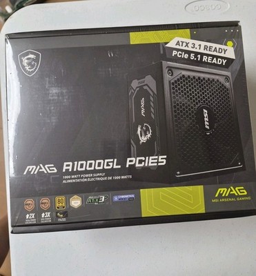 MSI MAG A1000GL PCIE5 1000W 80+ Gold Fully Modular ATX 3.1 Power Supply NEW