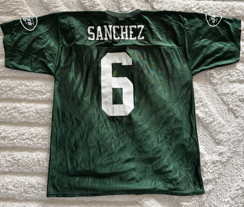 Camiseta de los New York Jets Sánchez #6 camiseta verde de fútbol americano de la NFL gran fanático Foto 2 de 4