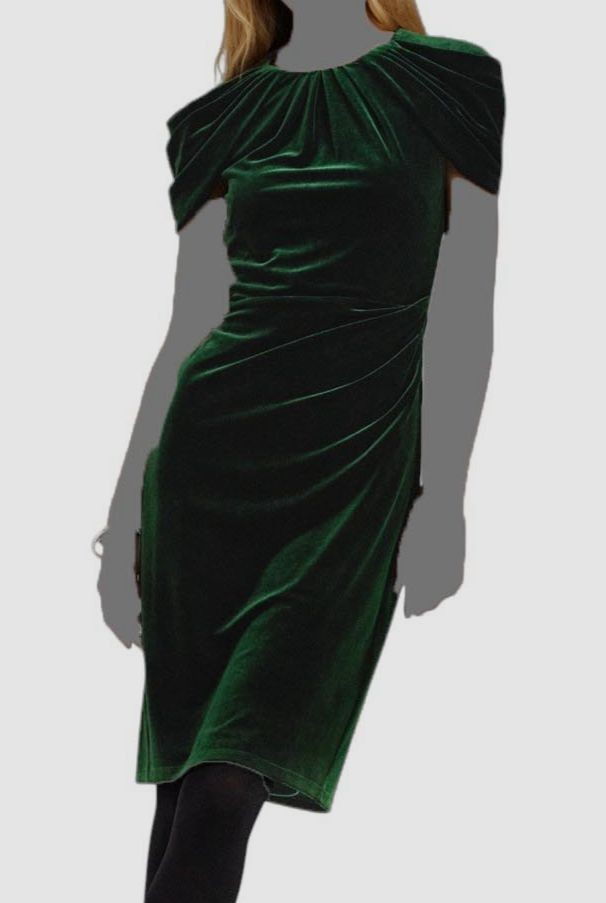 Lauren Ralph Lauren Women's Pleated Velvet Cocktail Dress - Green - Size 18