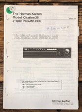 Harman Kardon Citation 25 Preamp / Preamplifier Service Manual Original
