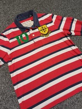 Jack Wills Rugby Shirt Mens L Red White Stripe J.W.R.C Kings World Tour
