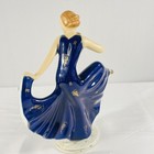 Art Deco Moriyama Dancing Lady Figurine Cobalt Blue Porcelain Hinode Japan — photo 5