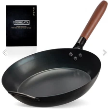 11.8" Carbon Steel Frying Pan – Non-Toxic Pre-Seasoned Skillet with Removable...