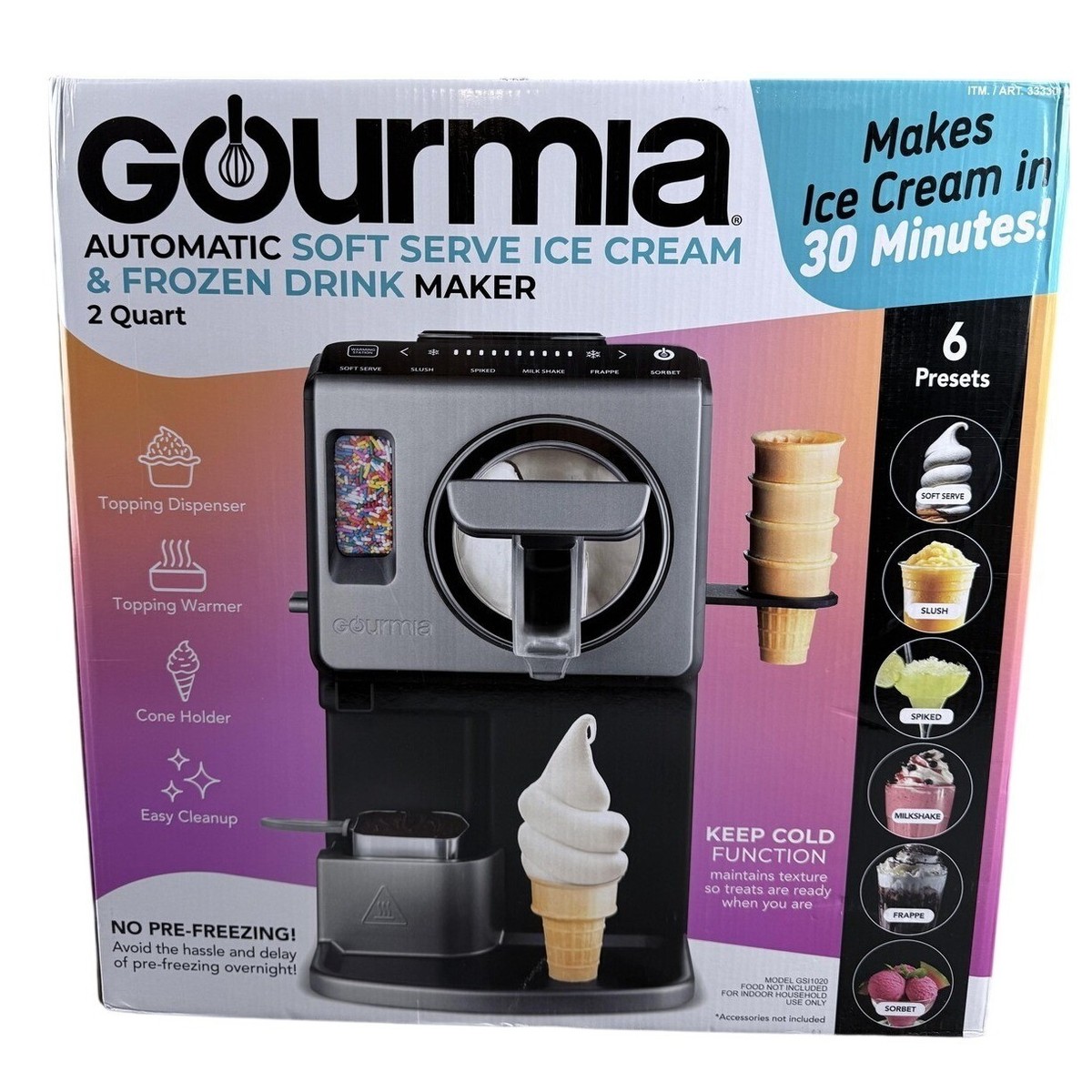 Gourmia Automatic Soft Serve Ice Cream & Frozen Drink Maker 2