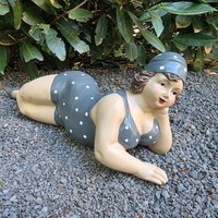 Gartenfigur Liegende Badenixe Figur 36 Cm Lang Grau