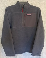 Vineyard Vines Sherpa Stillwater 1/2 Zip Fleece Soft Pullover Gray Medium