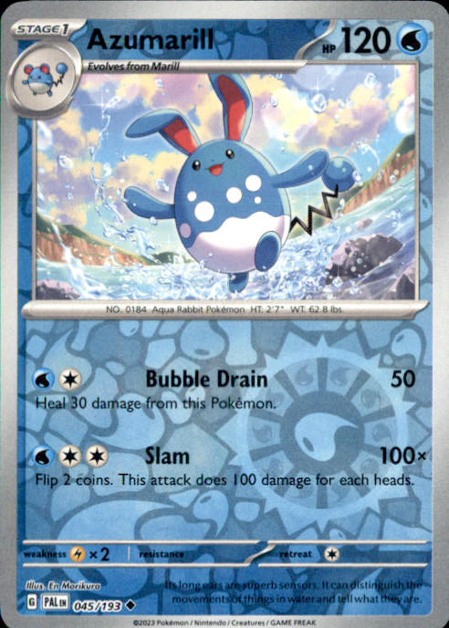 Azumarill Reverse Holo Uncommon SV02: Paldea Evolved 045/193 NM En Morikura 2023