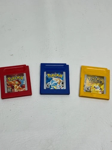 Lot of 3 Games Nintendo Game Boy Pokemon Trilogy Red, Blue, and Yellow