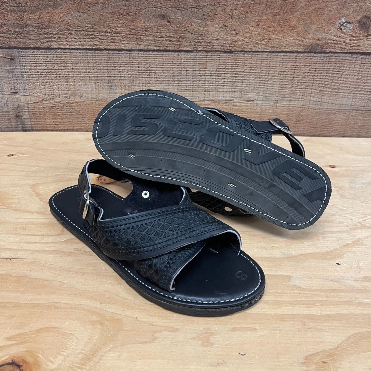 Men's Huarache Cruzado Acojinado Cross Padded Black Sandals