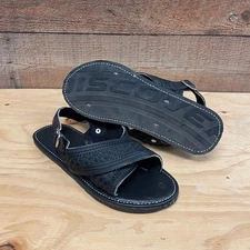 Men's Huarache Cruzado Acojinado Cross Padded Black Sandals Genuine Leather