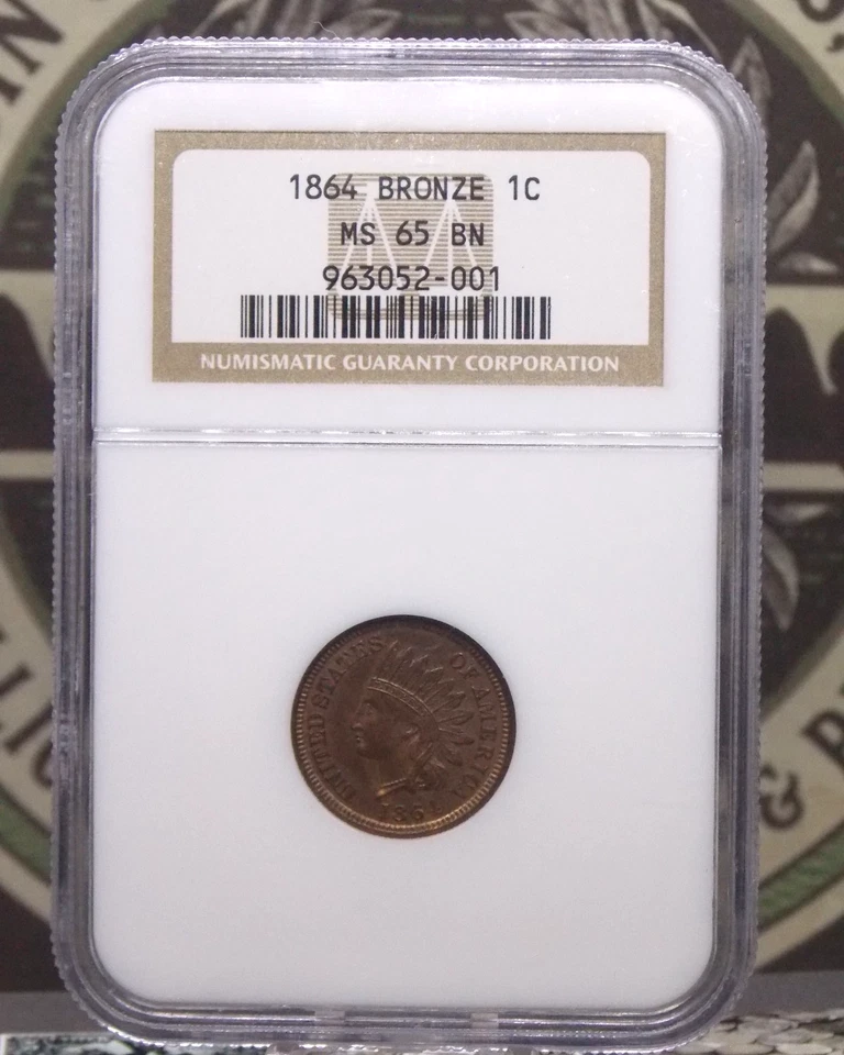 1864 Indian Head Cent *BRONZE* Penny 1c NGC MS65 BN #001 Gem BU Unc ECC&C, Inc. - Image 3 of 4
