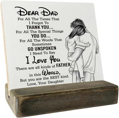 Gifts for Dad from Daughter Wood Plaque Gift, Dear Dad I Love You,Plaque with Wo