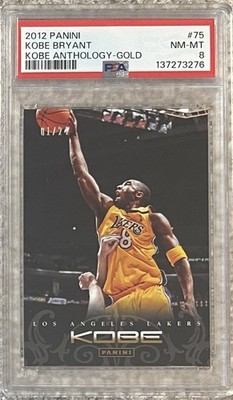 2012 PANINI ANTHOLOGY KOBE BRYANT #75 GOLD 1/24~PSA 8~BRAND NEW SLAB POP 1 W/1^