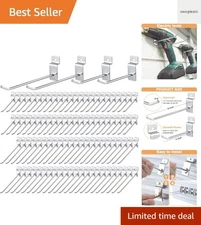 50 Pack Rust-Resistant Slatwall Hooks in Silver - 4" & 6" Sizes for Display