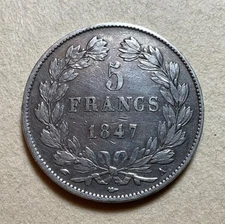 1847 A France 5 Francs - Louis-Philippe - silver coin