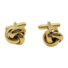 Men's Knot Cufflinks Gold Tone Chunky Bullet Back