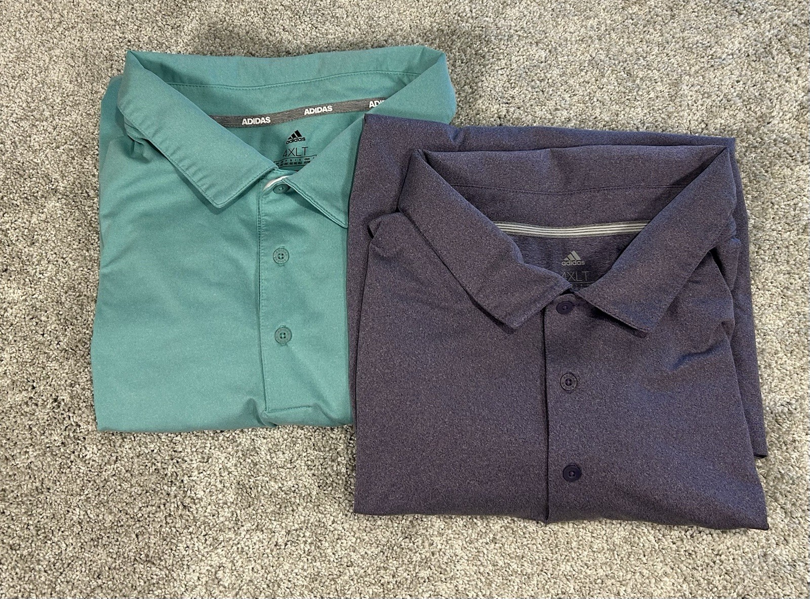 Lot Of 2 Adidas Golf Men's 4XLT Green Purple Short Sleeve Performance Polo Shirt