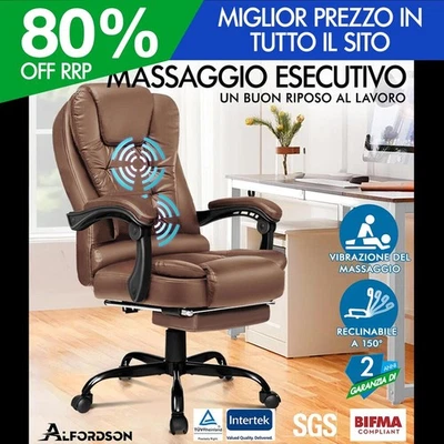 ALFORDSON Sedia da Ufficio Massaggiante Sedile da Lavoro Esecutivo da Gioco