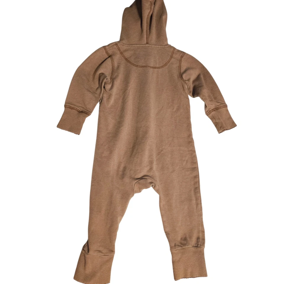 Mono con capucha vintage OshKosh B'gosh rosa y marrón bebé de una pieza 18M Foto 2 de 4