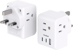 US to UK Ireland Travel Plug Adapter,  Type G Power Outlet Adapter with 3 Outlet