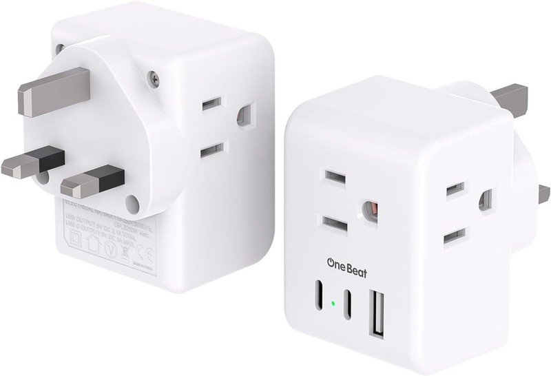 US to UK Ireland Travel Plug Adapter,  Type G Power Outlet Adapter with 3 Outlet