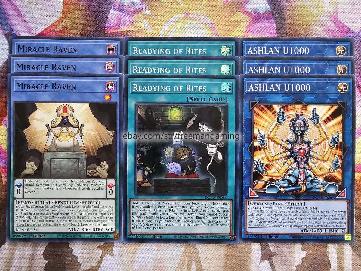 Yugioh Ritual Deck Core Set 9 card DUAD Miracle Raven Readying of Rites  Ashlan