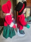 Christmas Carolers Porcelain Dolls Boy & Girl Set Vintage 14" Red Green Velvet — photo 4