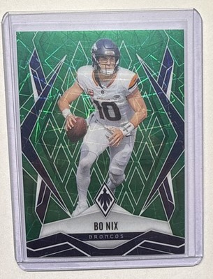 🔥 2025 Panini Phoenix Bo Nix #83 Green Laser 02/49 Denver Broncos
