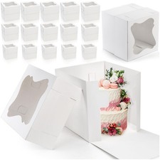 15 PCS Tall Cake Boxes, Square Cake with Window in 3 Sizes 12x12x12 10x10x10 ...