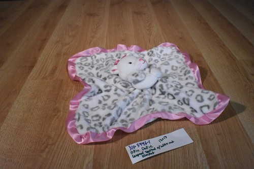 Okie Dokie White Cat With Leopard Print/ Pink Trim Blanket(310-3446-1) - Picture 3 of 6