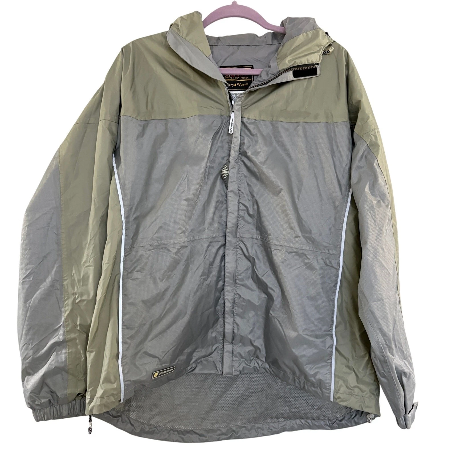 Stearns DryWear Jacket: Vintage green charcoal waterproof Gorpcore, Mens Medium