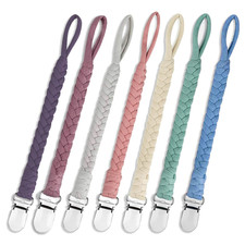 7 Pcs Braided Pacifier Clip Baby Girls for Boys, Handmade Cotton Pacifier Holder