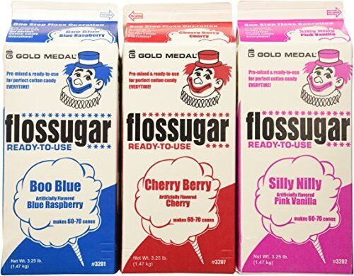 Cotton Candy Floss Sugar-Blue Raspberry, Pink Vanilla & Cherry- 3.25 lbs. (3 ... - Picture 1 of 2