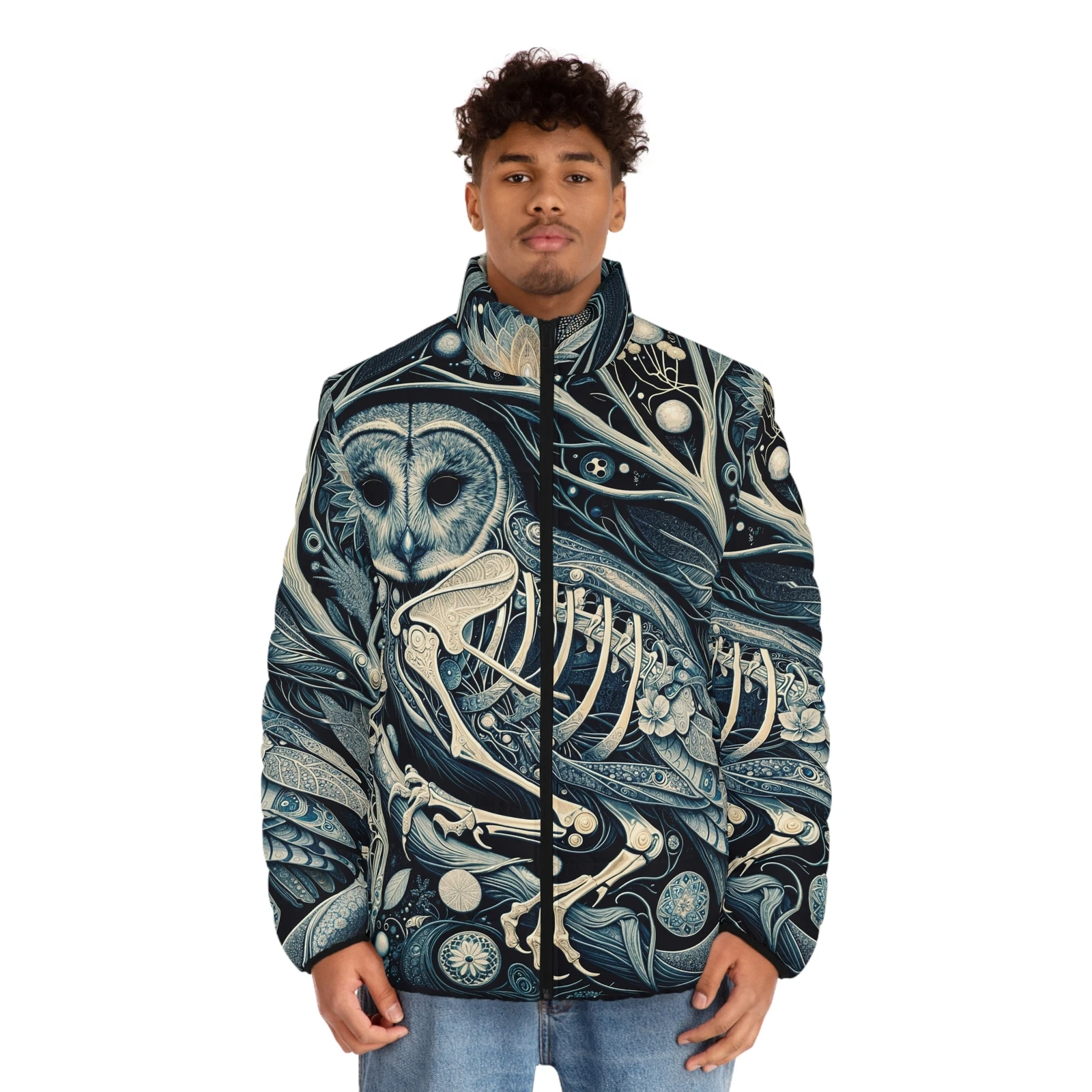 Owl Men's Puffer Jacket (AOP)