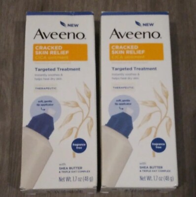  2 Pack Aveeno Cracked Skin Relief CICA Ointments, Shea Butter, Oats 