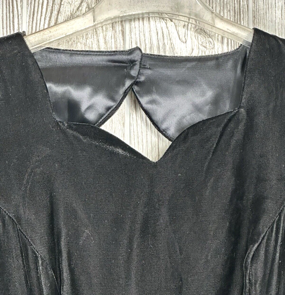 Vestido De Colección Scott McClintock Negro Terciopelo Dorado Lunares Talla 4 Diamante Espalda Abierta Foto 4 de 4