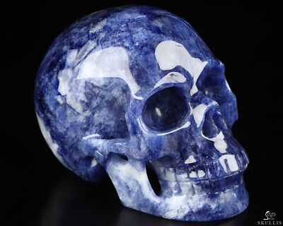 4.0'' Sodalite Hand Carved Crystal Skull, Realistic, Crystal Healing